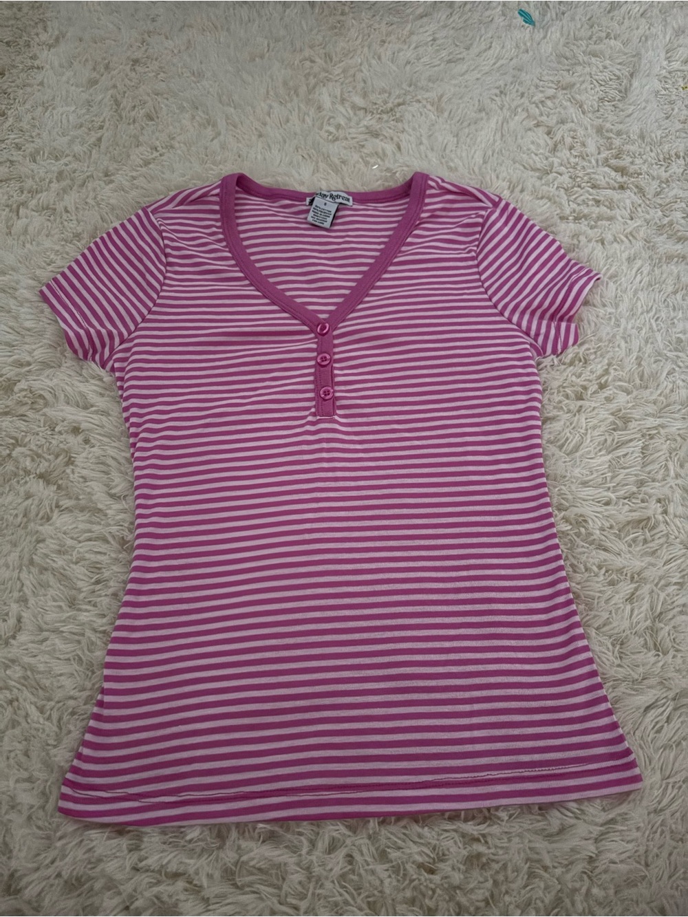 Urban Outfitters Pink and White Striped Short Sleeve Tee
